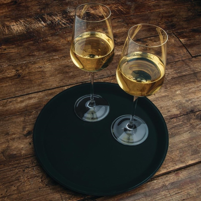  Kristallon Polypropylene Round Non-Slip Tray Black 280mm 