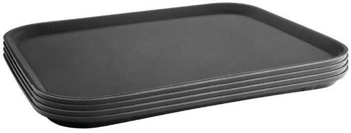  Kristallon Polypropylene Rectangular Non-Slip Tray Black 457mm 