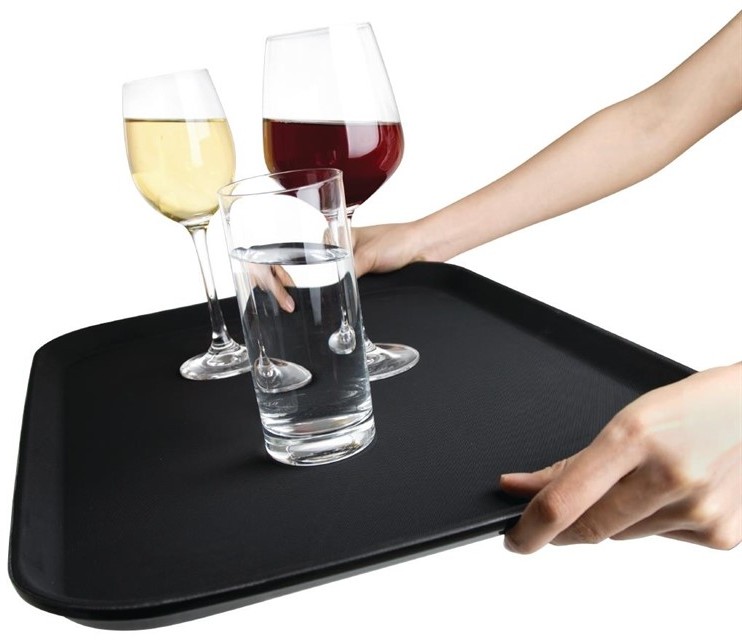  Kristallon Polypropylene Rectangular Non-Slip Tray Black 510mm 