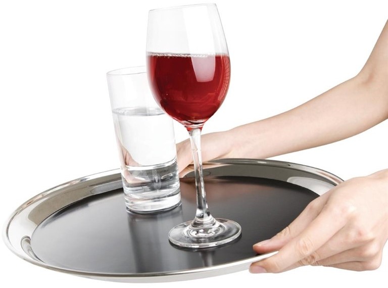  Olympia Stainless Steel Round Non-Slip Bar Tray 305mm 