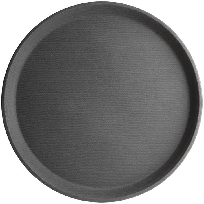  Kristallon Fibreglass Round Non-Slip Tray Black 356mm 