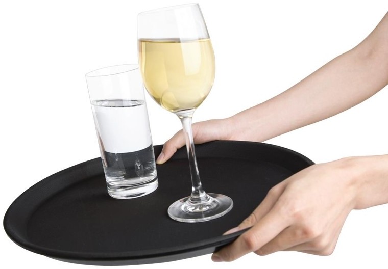  Kristallon Fibreglass Round Non-Slip Tray Black 356mm 