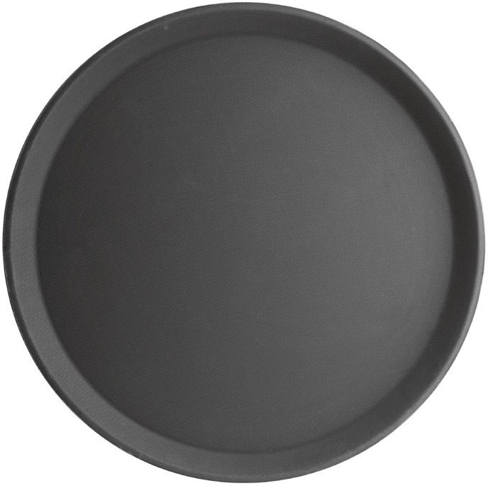  Kristallon Fibreglass Round Non-Slip Tray Black 406mm 