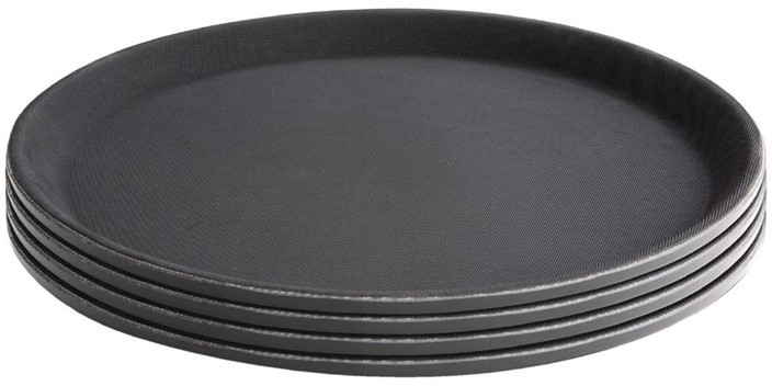  Kristallon Fibreglass Round Non-Slip Tray Black 406mm 