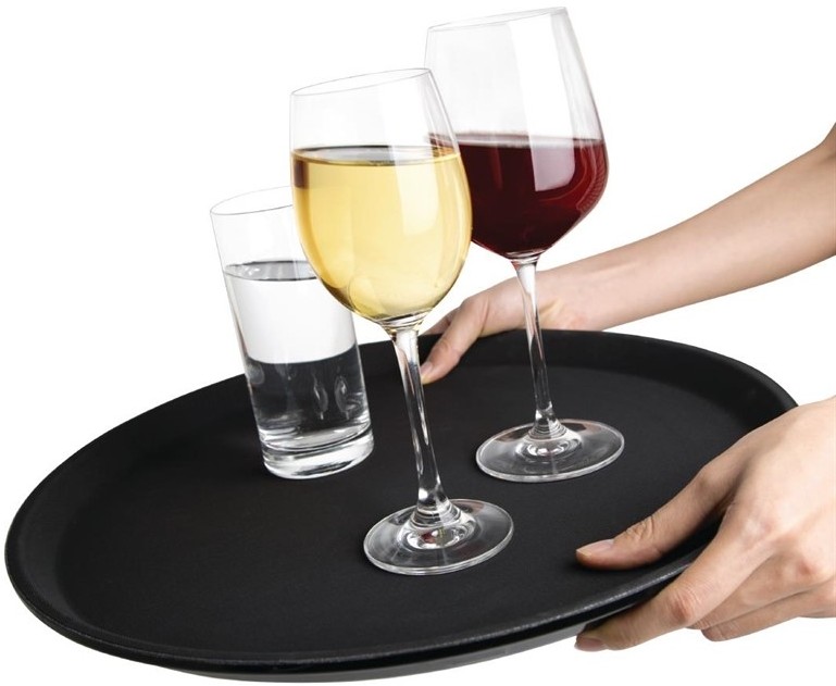  Kristallon Fibreglass Round Non-Slip Tray Black 406mm 