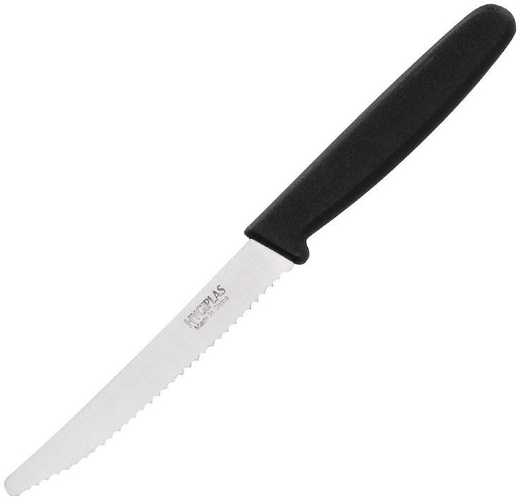  Hygiplas Serrated Tomato Knife Black 10cm 