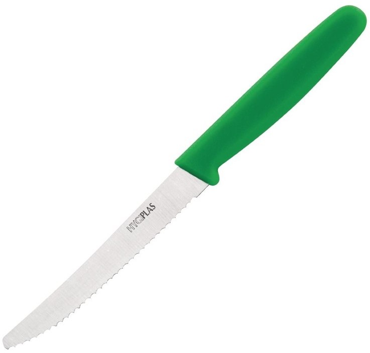  Hygiplas Serrated Tomato Knife Green 10cm 