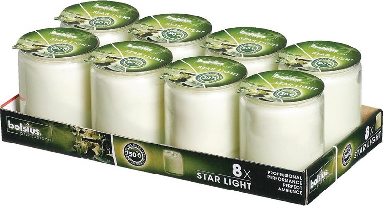  Bolsius Star Light Clear Glass Candle Jars (Pack of 8) 