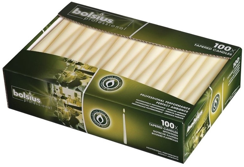  Bolsius Tapered Ivory 10inch Candles (Pack of 100) 