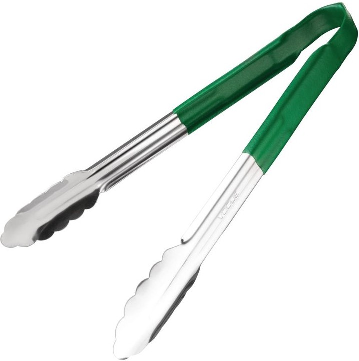  Vogue Colour Coded Green Serving Tongs 11" 