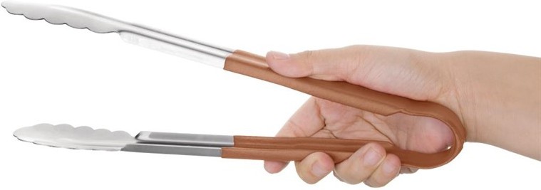  Vogue Colour Coded Brown Serving Tongs 11" 