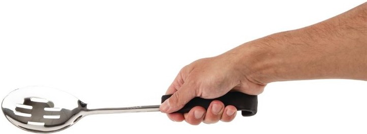  Vogue Slotted Serving Spoon Black Handle 340mm 
