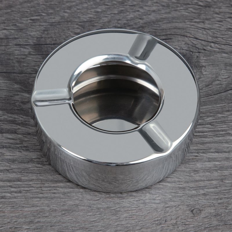  Olympia Stainless Steel Windproof Ashtray 90mm (Pack of 6) 