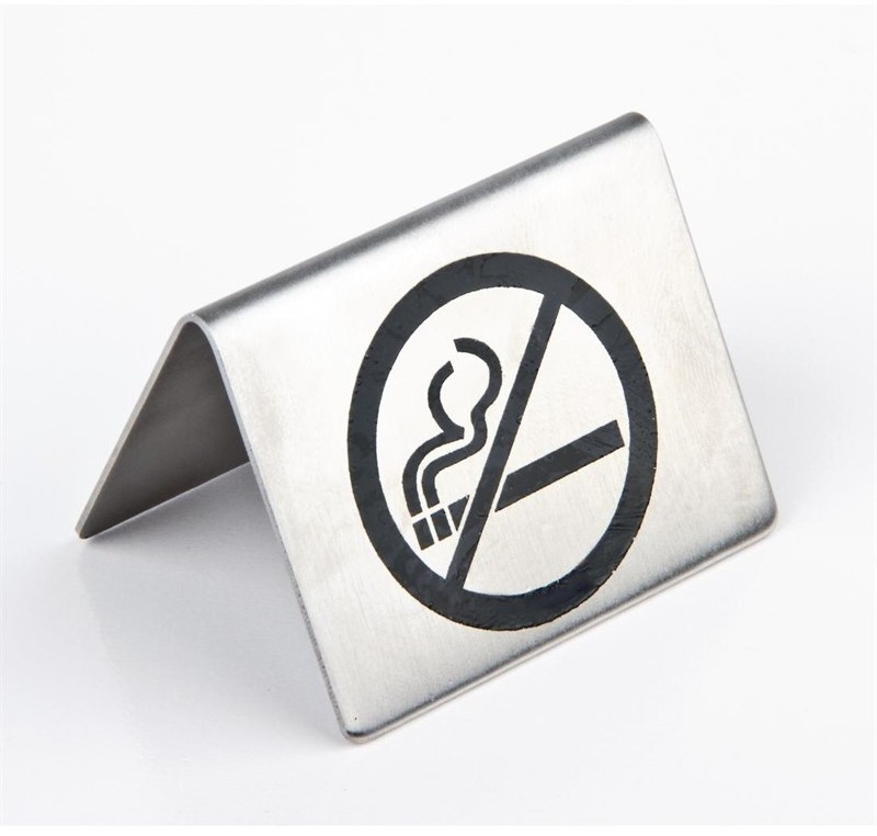  Olympia Brushed Steel No Smoking Table Sign 