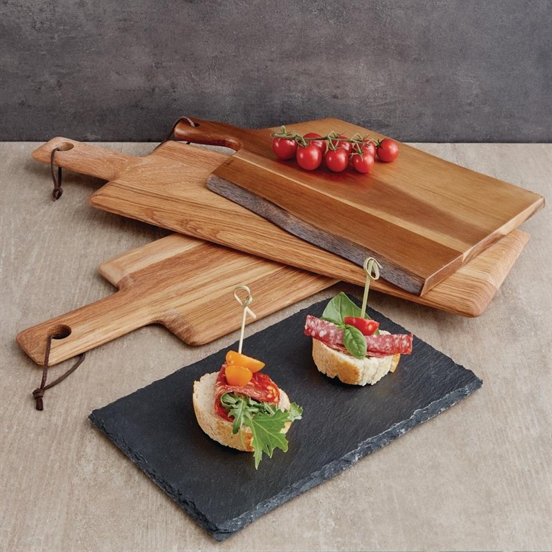  Olympia Acacia Wood Wavy Handled Wooden Board Large 355mm 