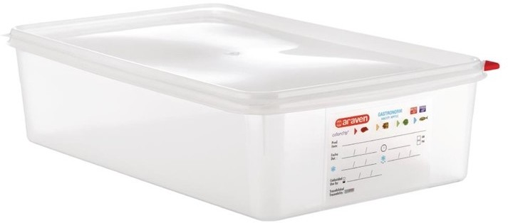  Araven Polypropylene 1/1 Gastronorm Food Containers 13.7Ltr with Lid (Pack of 4) 