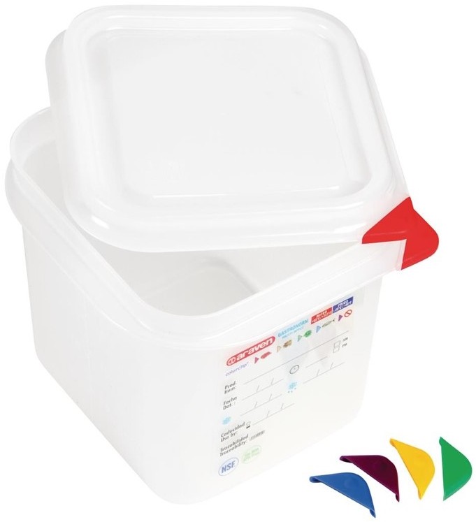  Araven Polypropylene 1/6 Gastronorm Food Containers 2.6Ltr (Pack of 4) 