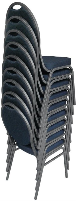  Bolero CE142 - Steel Banqueting Chair Oval Back with Black Plain Cloth (Pack 4) 