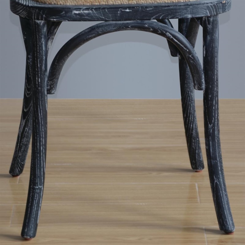  Bolero GG654 - Wooden Dining Chair with Cross Backrest Black Wash Finish (Box 2) 