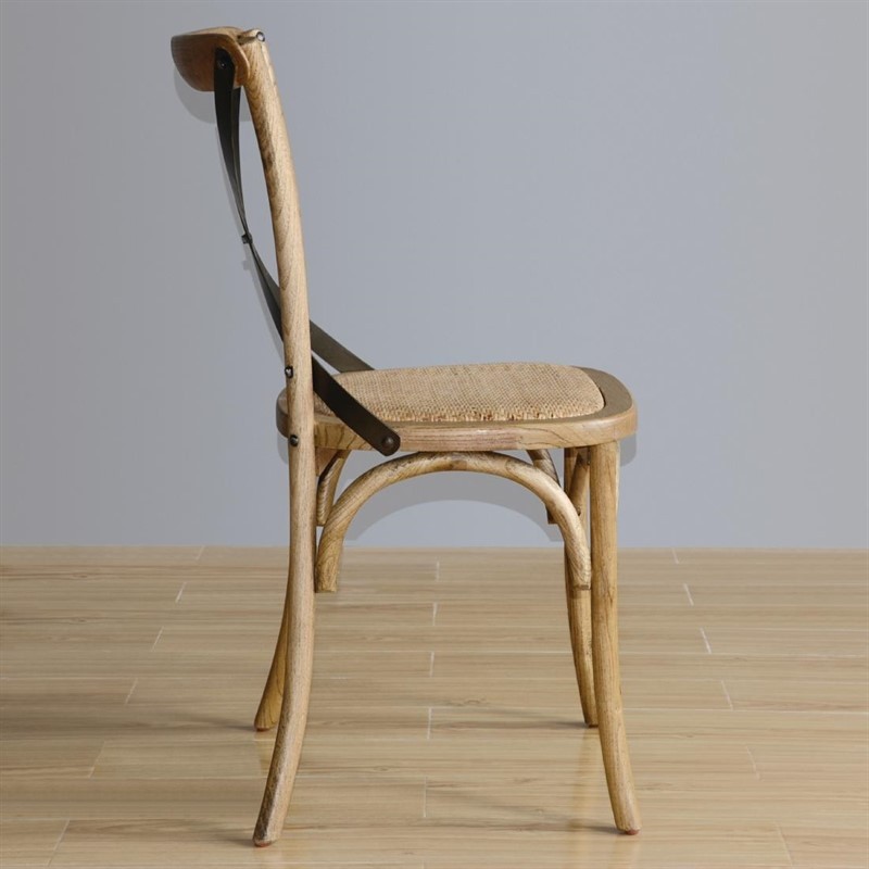  Bolero Natural Bentwood Chairs with Metal Cross Backrest (Pack of 2) 