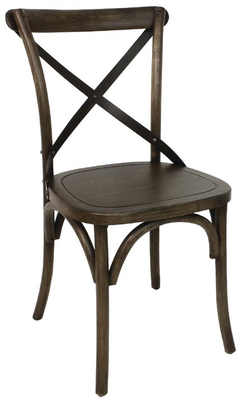  Bolero GG658 - Wooden Dining Chair with Metal Cross Backrest (Walnut Finish) (Pa 