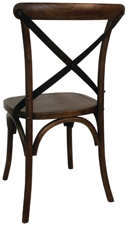  Bolero GG658 - Wooden Dining Chair with Metal Cross Backrest (Walnut Finish) (Pa 