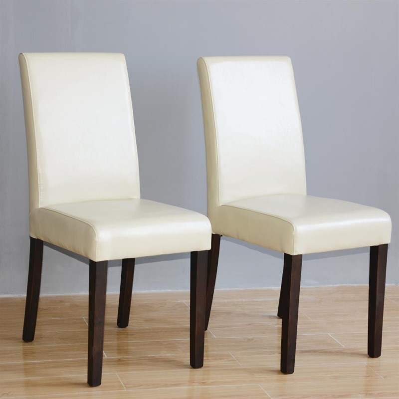  Bolero Faux Leather Dining Chairs Cream (Pack of 2) 