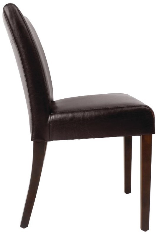  Bolero Faux Leather Contemporary Dining Chair Dark Brown (Pack of 2) 
