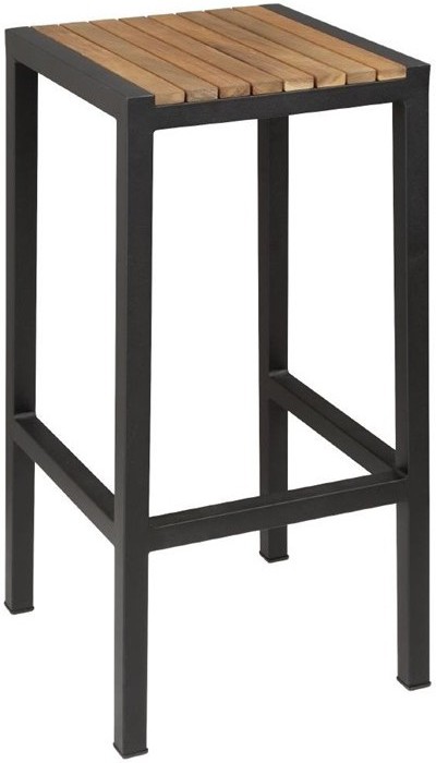  Bolero Black Steel & Acacia Wood Bar Stools (Pack of 2) 