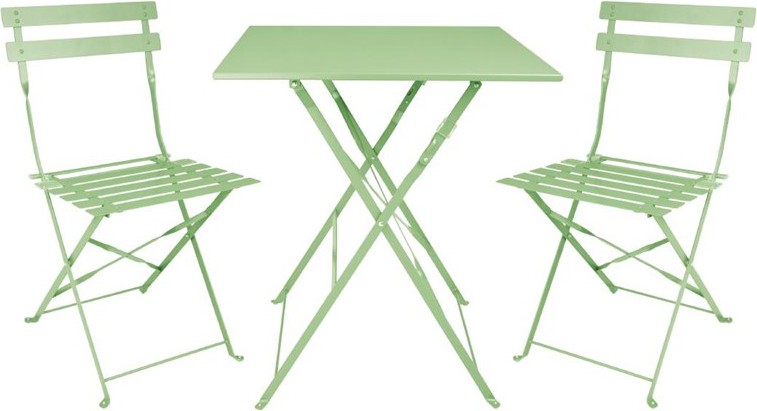  Bolero Pavement Style Steel Folding Chairs Light Green (Pack of 2) 