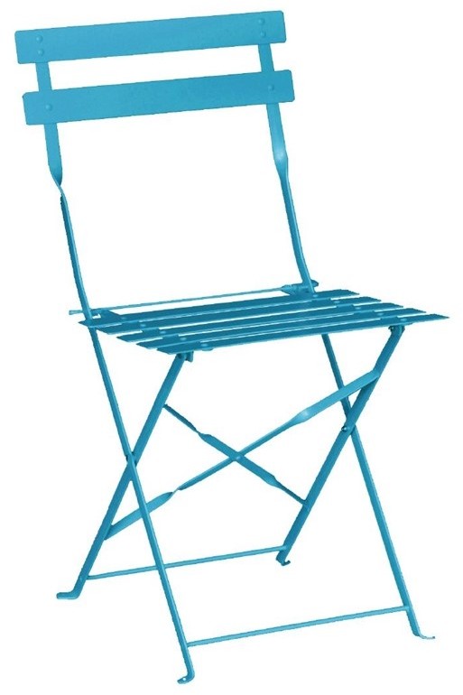  Bolero Pavement Style Steel Chairs Seaside Blue (Pack of 2) 