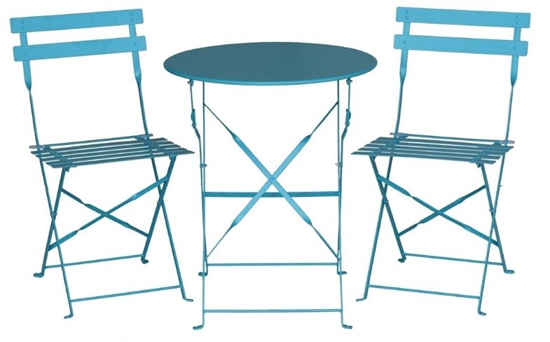 Bolero Pavement Style Steel Chairs Seaside Blue (Pack of 2) 