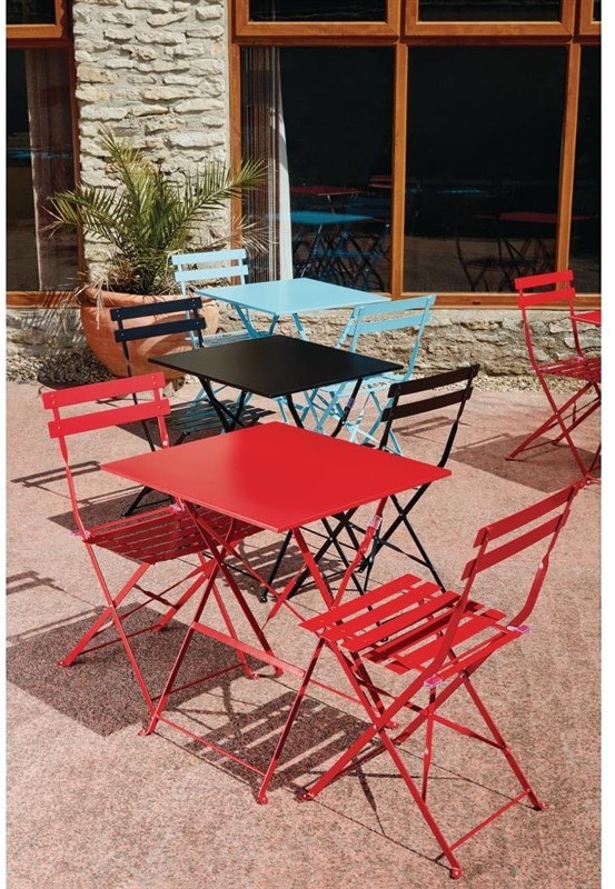  Bolero Pavement Style Steel Chairs Seaside Blue (Pack of 2) 