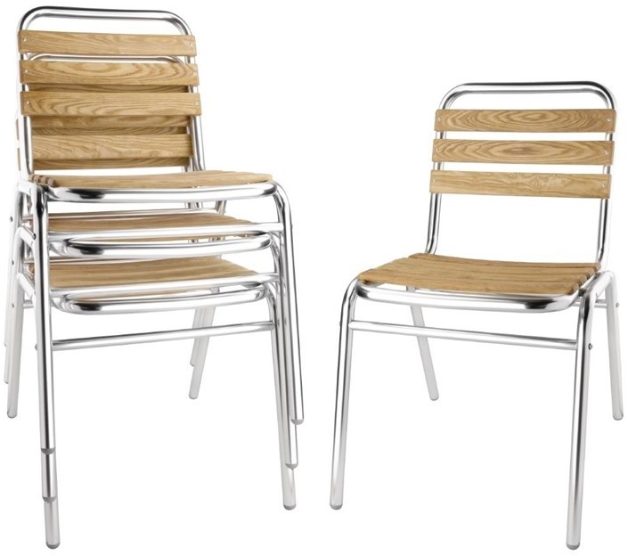  Bolero GK997 - Aluminium & Ash Bistro Sidechair (Pack 4) 