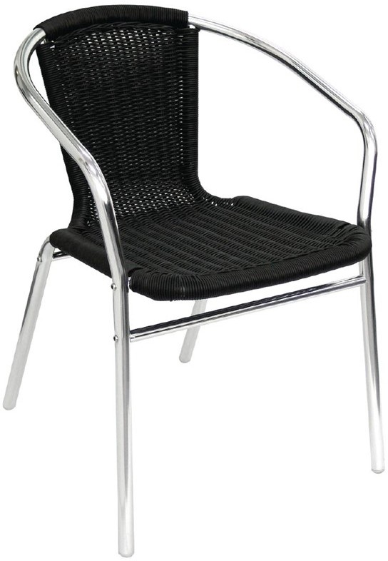  Bolero U507 - Wicker Chair with Aluminium Frame - Black Finish (Pack 4 