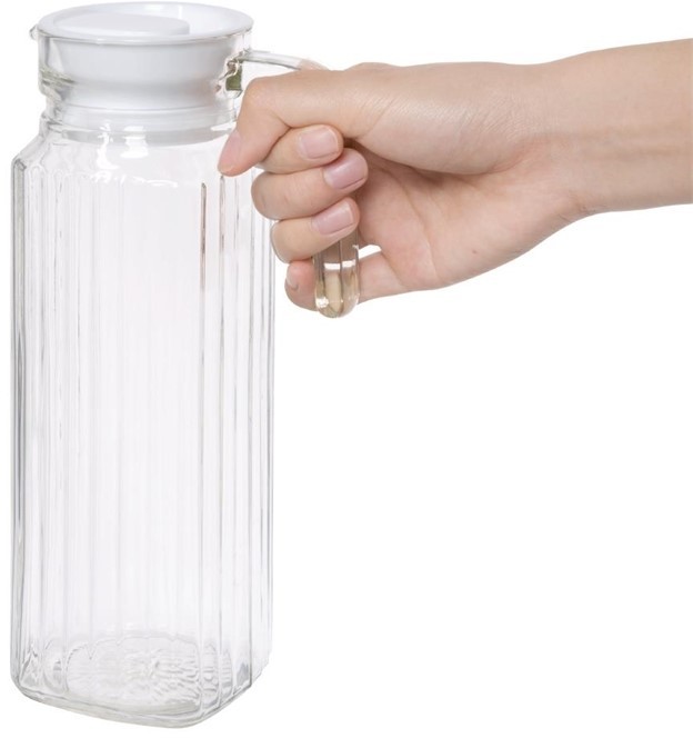  Olympia Ribbed Glass Jugs 1Ltr (Pack of 6) 