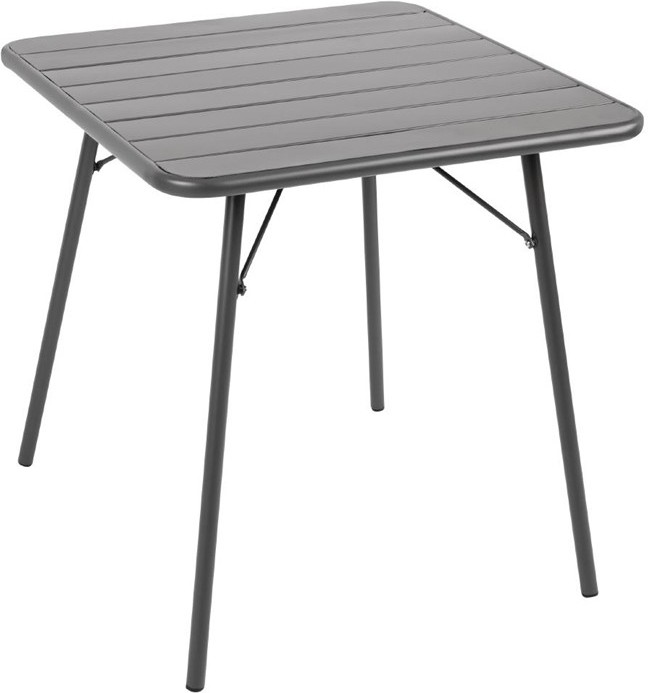  Bolero Square Slatted Steel Table Grey 700mm (Single) 
