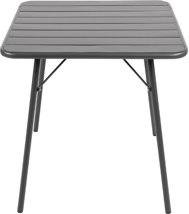  Bolero Square Slatted Steel Table Grey 700mm (Single) 