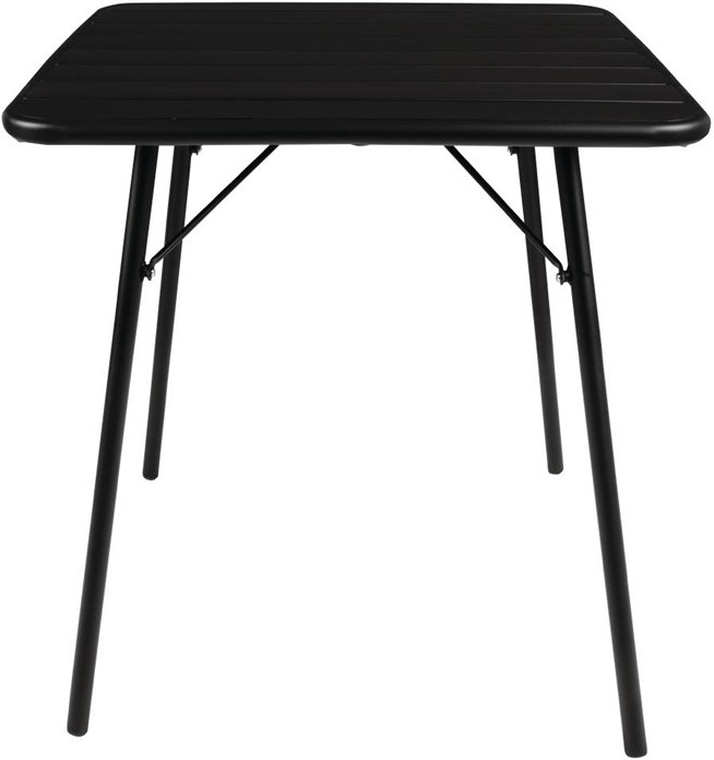  Bolero Slatted Square Steel Table Black 700mm (Single) 