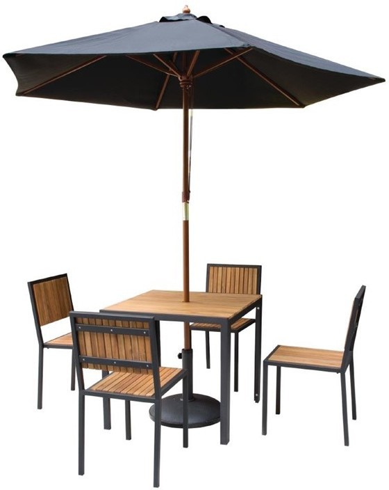  Bolero Square Steel and Acacia Table 800mm 