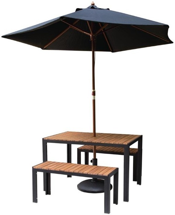  Bolero Rectangular Steel and Acacia Benches 1000mm (Pack of 2) 