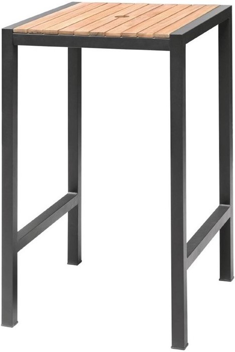  Bolero Square Steel and Acacia Bar Table 600mm 