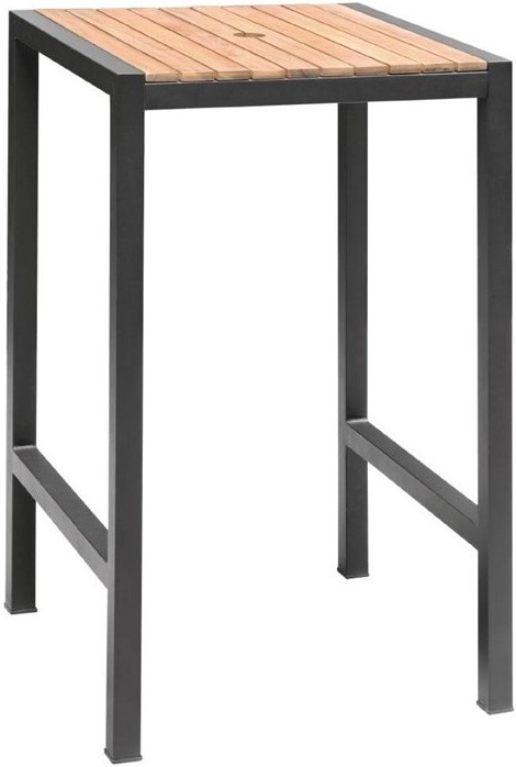  Bolero Square Steel and Acacia Bar Table 600mm 