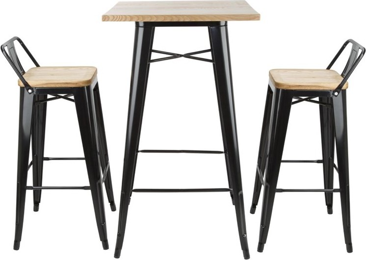  Bolero Bistro Bar Table with Wooden Top Black 