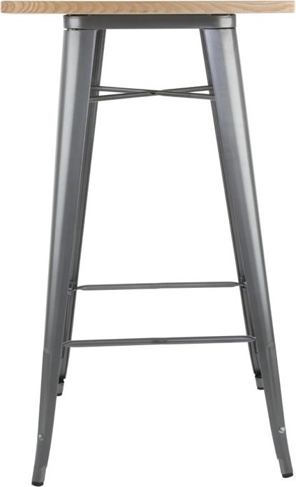  Bolero Bistro Bar Table with Wooden Top Gun Metal 