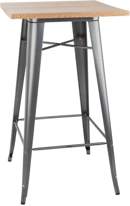  Bolero Bistro Bar Table with Wooden Top Gun Metal 