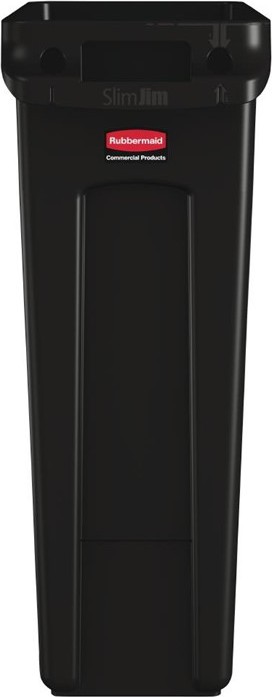  Rubbermaid Slim Jim Container With Venting Channels Black 87Ltr 