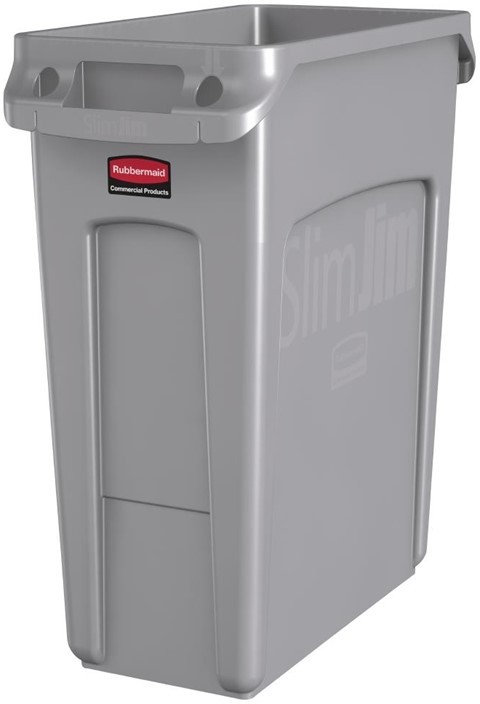  Rubbermaid Slim Jim Container With Venting Channels Grey 60Ltr 