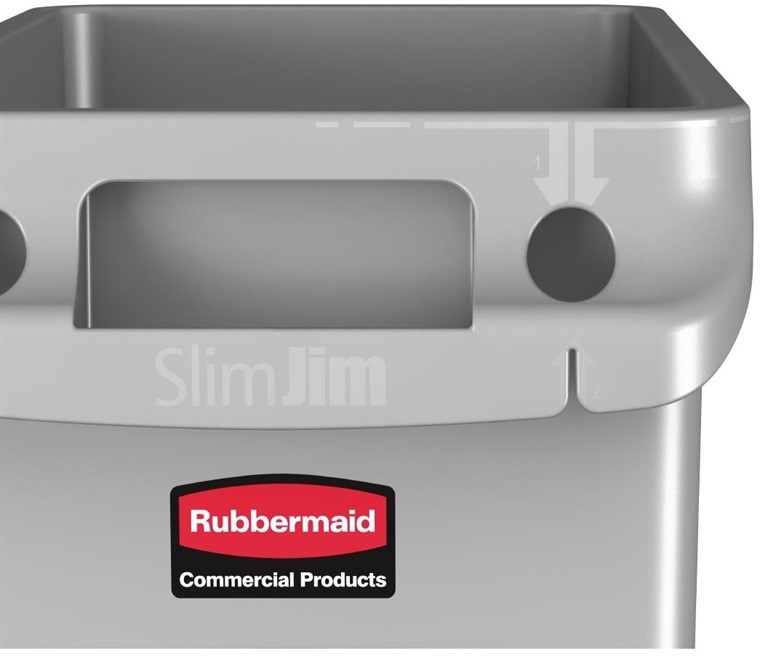  Rubbermaid Slim Jim Container With Venting Channels Grey 60Ltr 