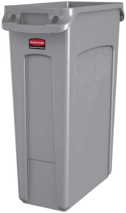  Rubbermaid Slim Jim Container With Venting Channels Grey 87Ltr 